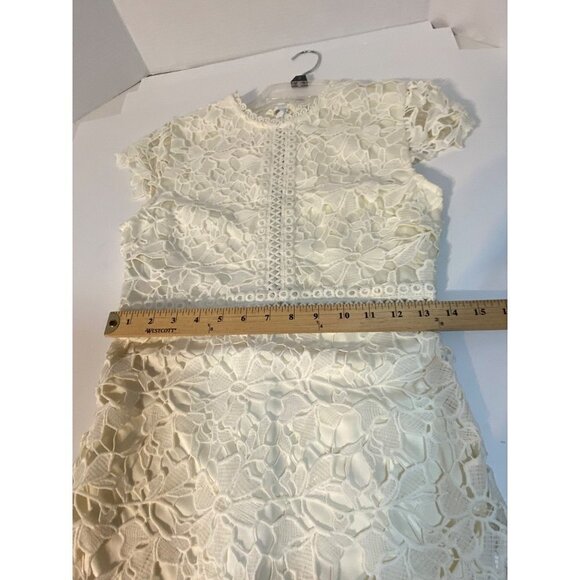 Jodifl Cream Eyelet Lace Overlay Pencil Dress Delicate Floral Lace Women's Small - Picture 8 of 13